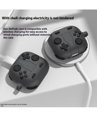 Coque AirPods 4 Design Manette de Jeu avec Mousqueton Gris Foncé - photo 8