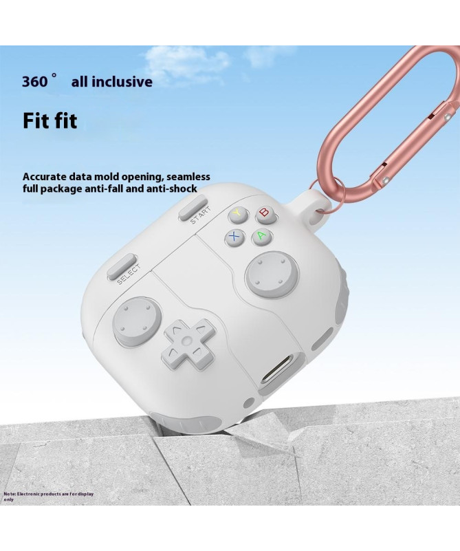 Coque AirPods 4 Design Manette de Jeu avec Mousqueton