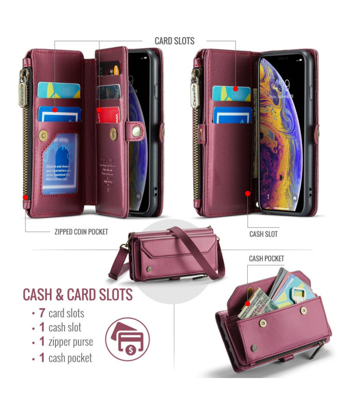 Housse iPhone X / XS Bandoulière avec Fermeture Zippée