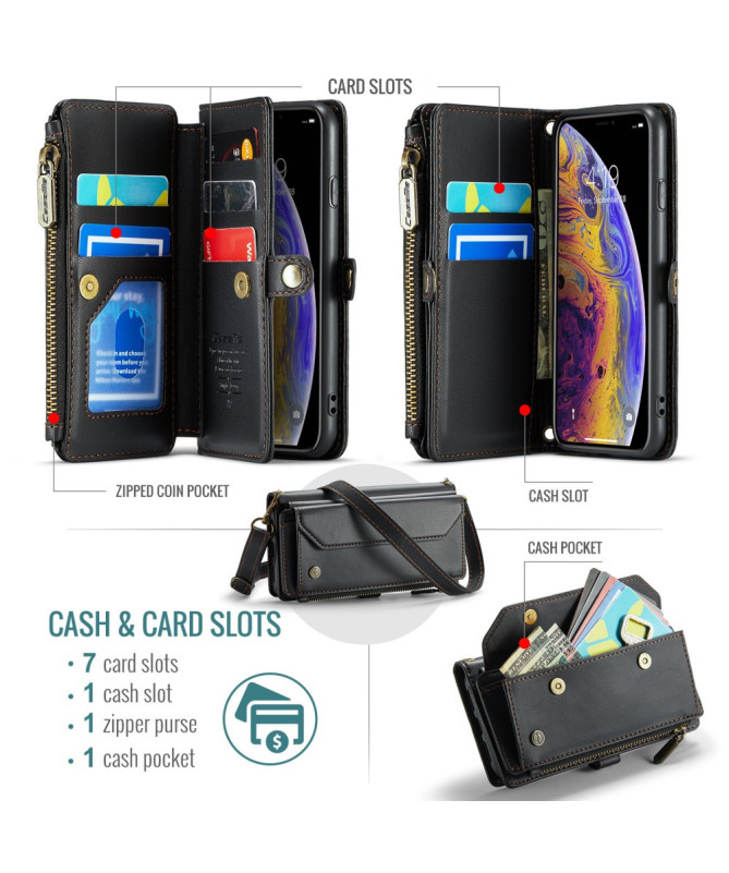 Housse iPhone X / XS Bandoulière avec Fermeture Zippée