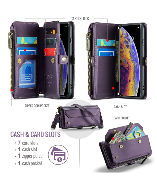 Housse iPhone X / XS Bandoulière avec Fermeture Zippée