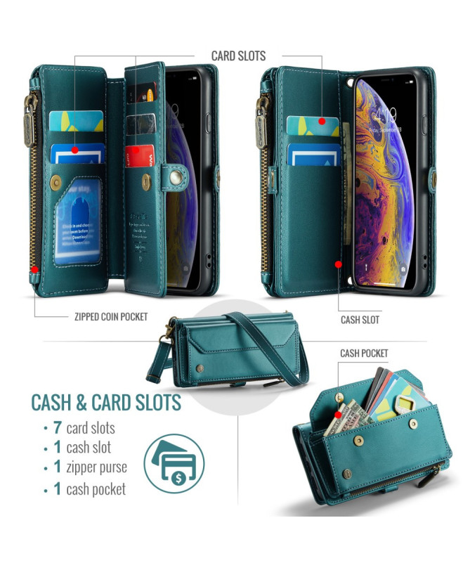 Housse iPhone X / XS Bandoulière avec Fermeture Zippée