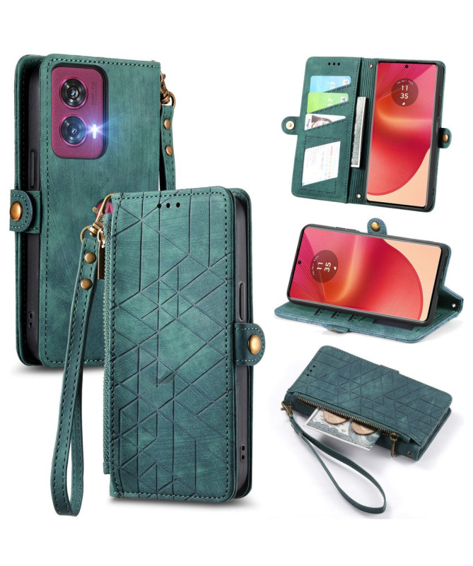 Housse Motorola Edge 50 Fusion Geometry avec Fermeture Éclair