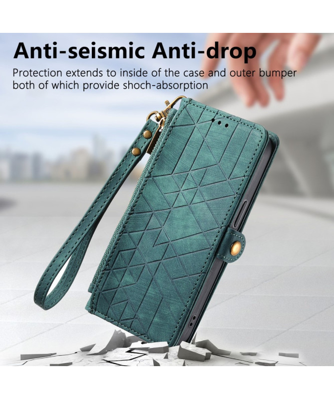 Housse Motorola Edge 50 Fusion Geometry avec Fermeture Éclair