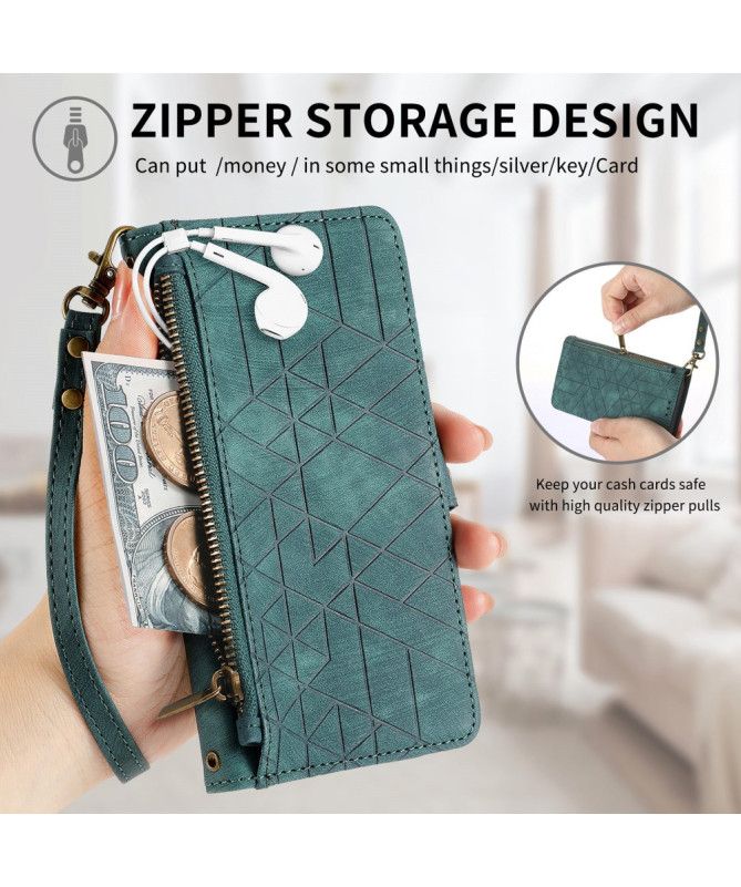 Housse Motorola Edge 50 Fusion Geometry avec Fermeture Éclair