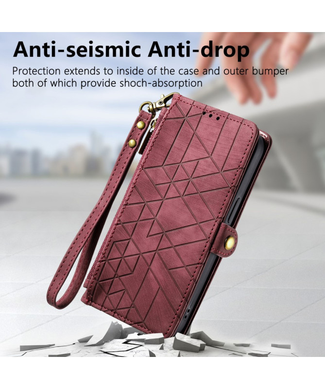 Housse Motorola Edge 50 Fusion Geometry avec Fermeture Éclair