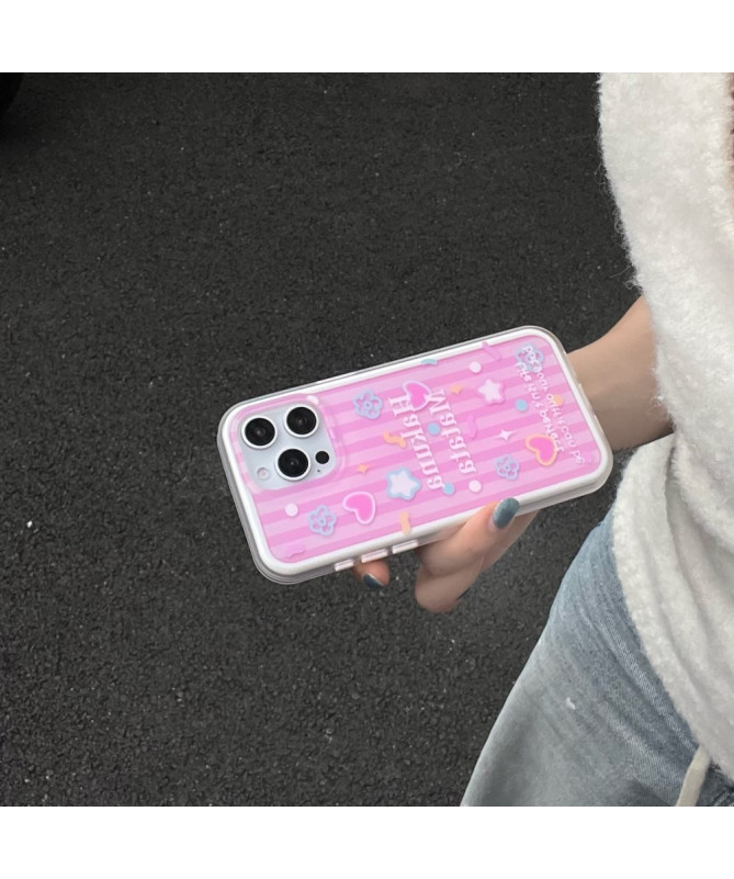 Coque iPhone 14 Pro Max Hakuna Matata avec Lanière Perles – Rose