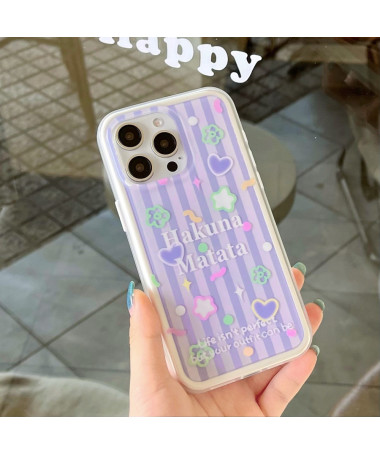 Coque iPhone 14 Pro Max Hakuna Matata avec Lanière Perles – Lavande Zen