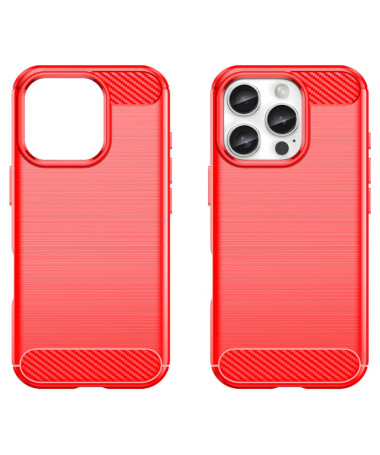 Coque iPhone 16 Pro effet brossé silicone Rouge - photo 7