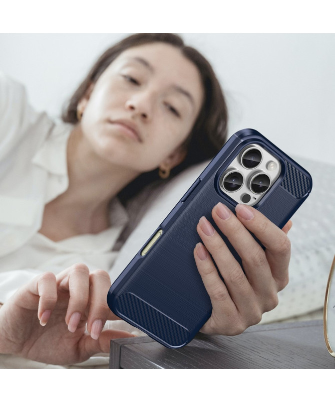 Coque iPhone 16 Pro effet brossé silicone
