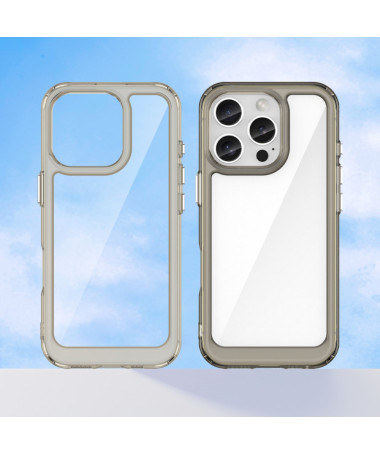Coque iPhone 16 Pro Bumper Transparent Antichoc Gris Foncé - photo 12