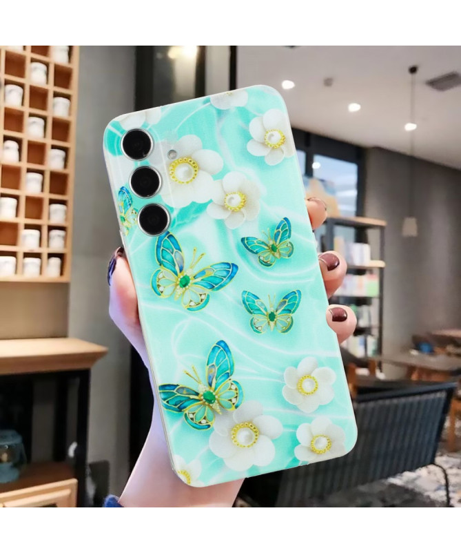 Coque Samsung Galaxy A55 5G Papillons et Fleurs