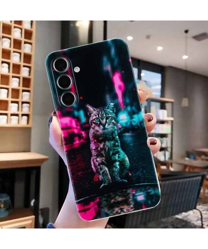 Coque Samsung Galaxy A55 5G Motif Chat Néon