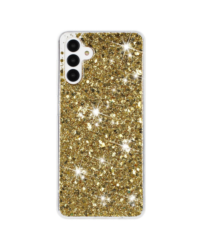 Coque Samsung Galaxy A55 5G Brillance Dorée avec Paillettes Époxy