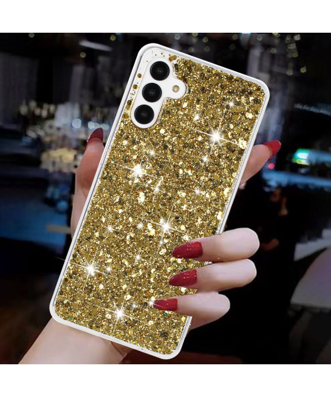 Coque Samsung Galaxy A55 5G Brillance Dorée avec Paillettes Époxy