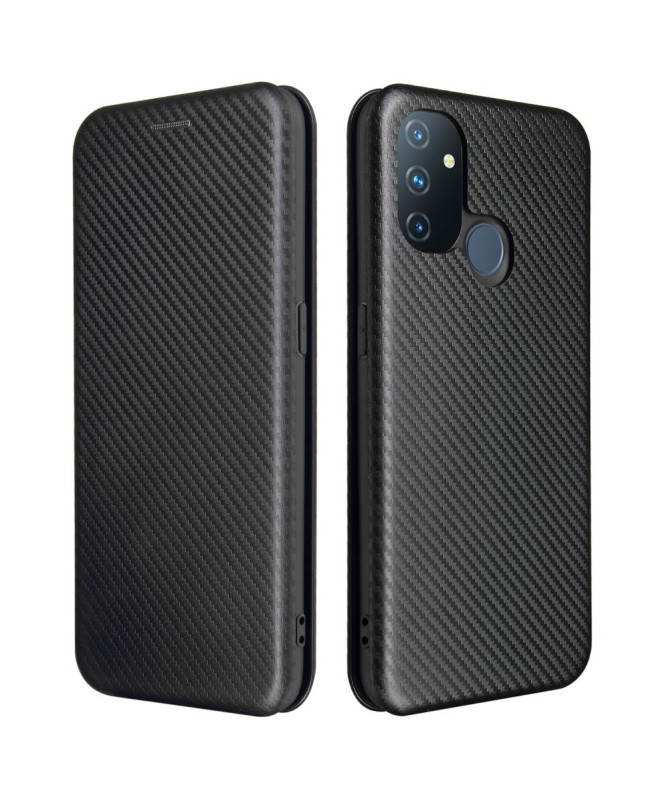 Flip Cover OnePlus Nord N100 design fibre de carbone