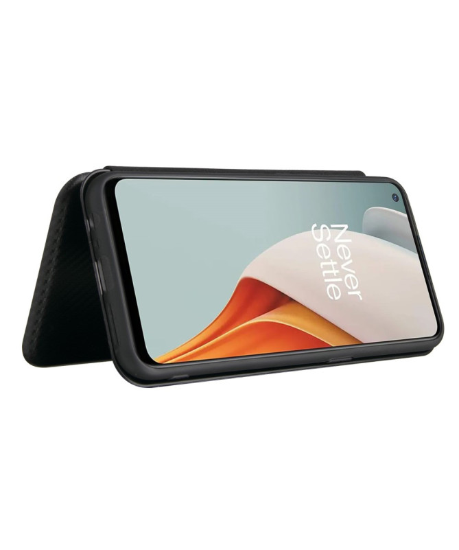 Flip Cover OnePlus Nord N100 design fibre de carbone