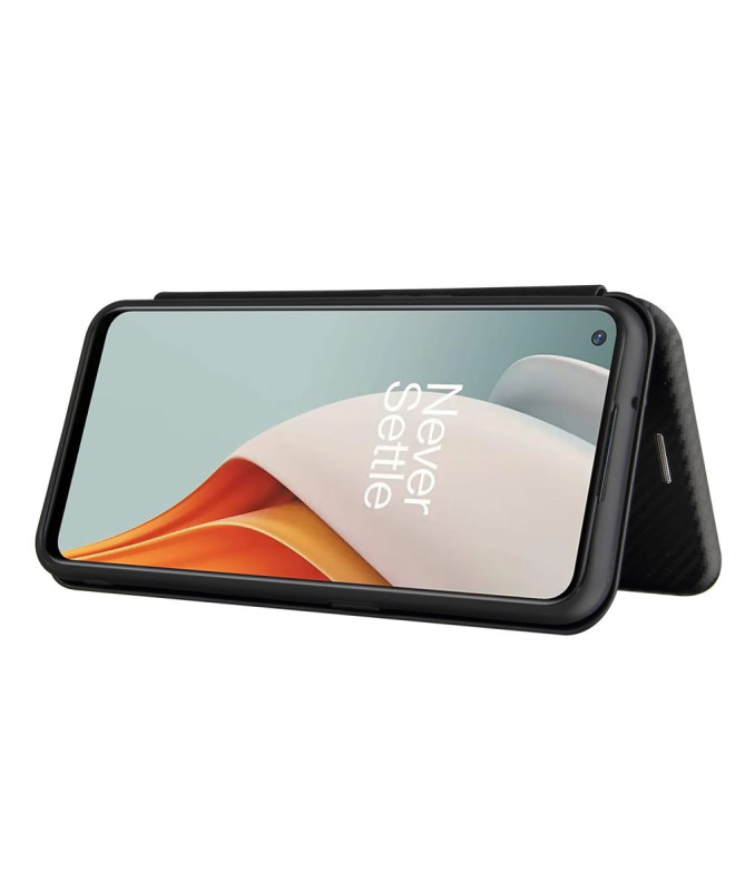 Flip Cover OnePlus Nord N100 design fibre de carbone