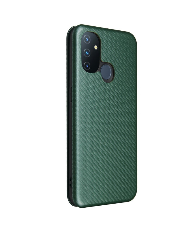 Flip Cover OnePlus Nord N100 design fibre de carbone