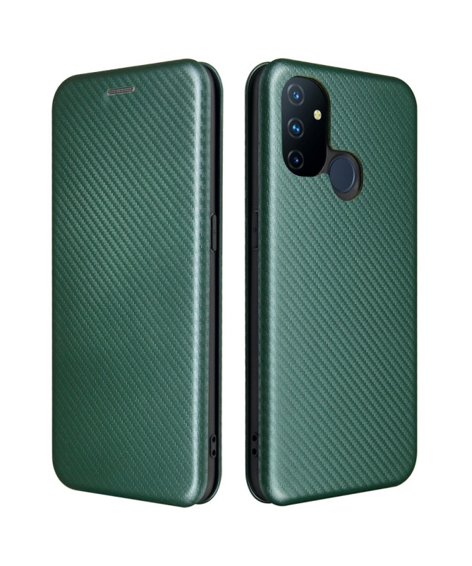 Flip Cover OnePlus Nord N100 design fibre de carbone
