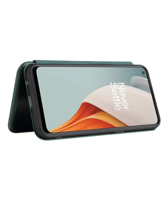 Flip Cover OnePlus Nord N100 design fibre de carbone