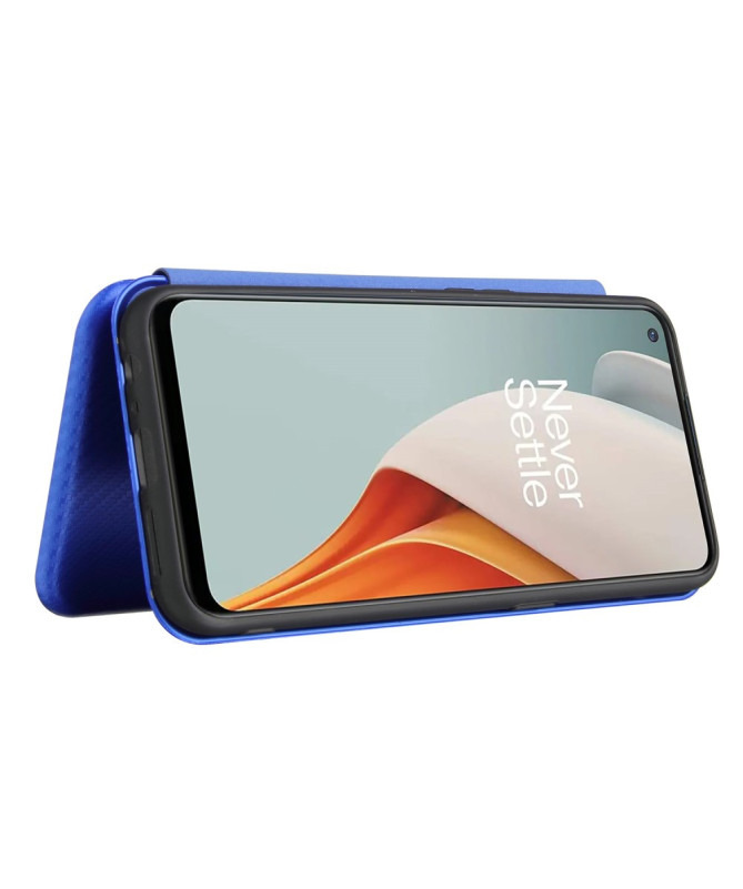 Flip Cover OnePlus Nord N100 design fibre de carbone