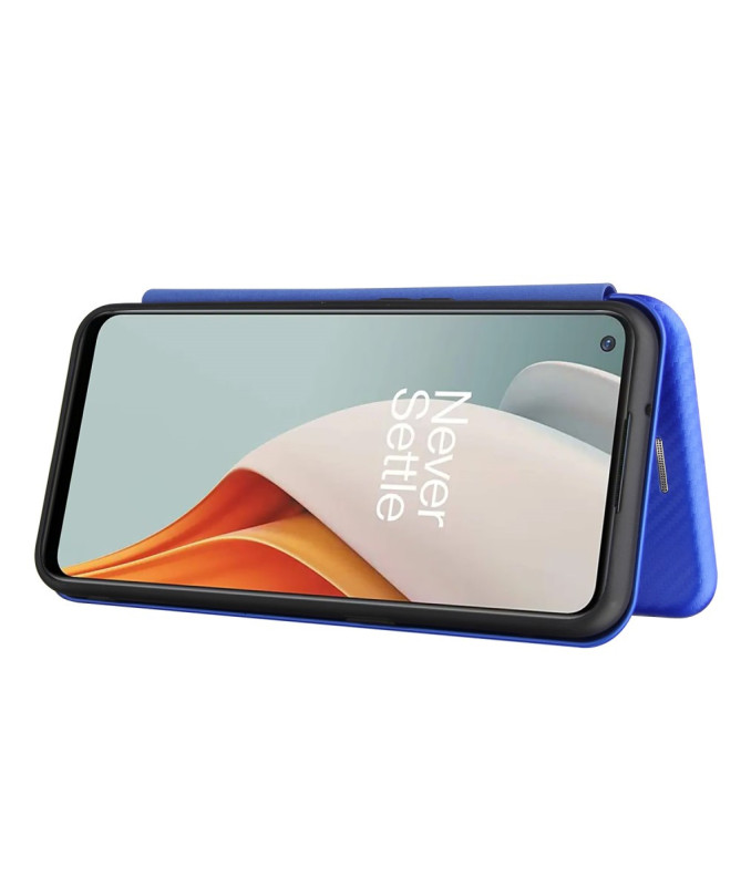 Flip Cover OnePlus Nord N100 design fibre de carbone