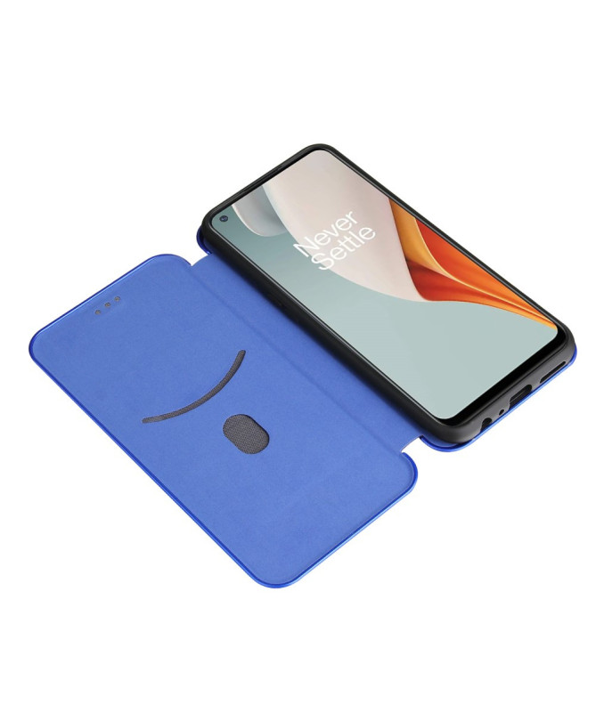 Flip Cover OnePlus Nord N100 design fibre de carbone