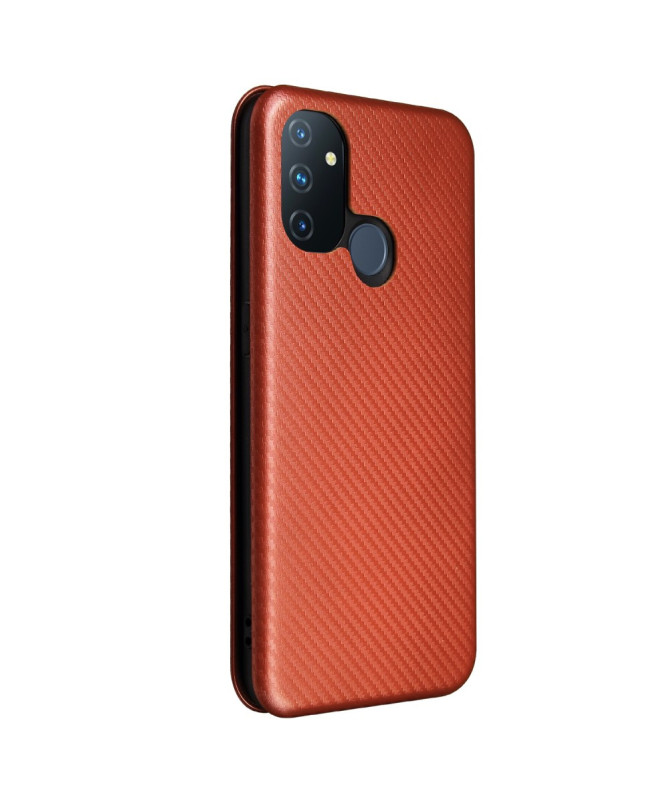 Flip Cover OnePlus Nord N100 design fibre de carbone