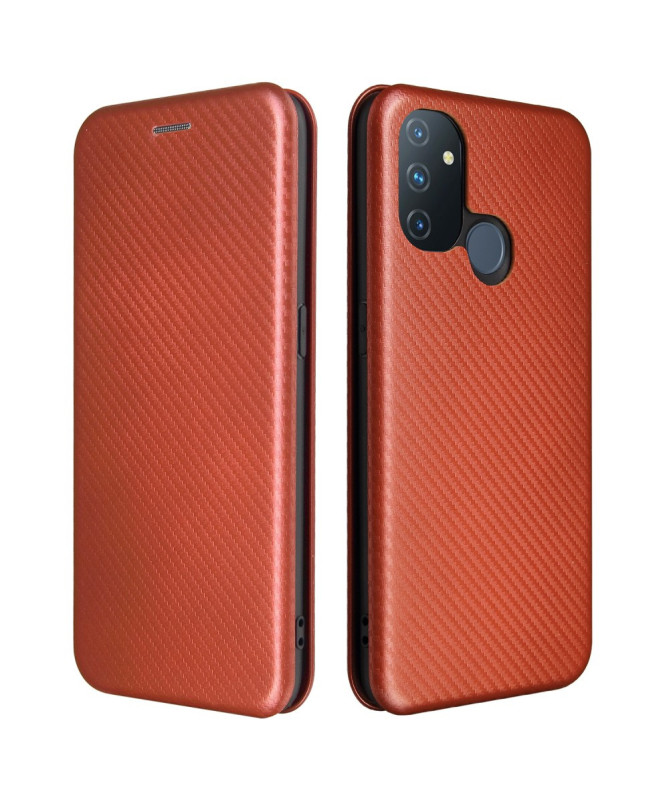 Flip Cover OnePlus Nord N100 design fibre de carbone