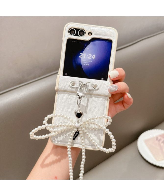 Coque Samsung Galaxy Z Flip 7 FE / Z Flip 6 avec Accessoire Nœud Perlé