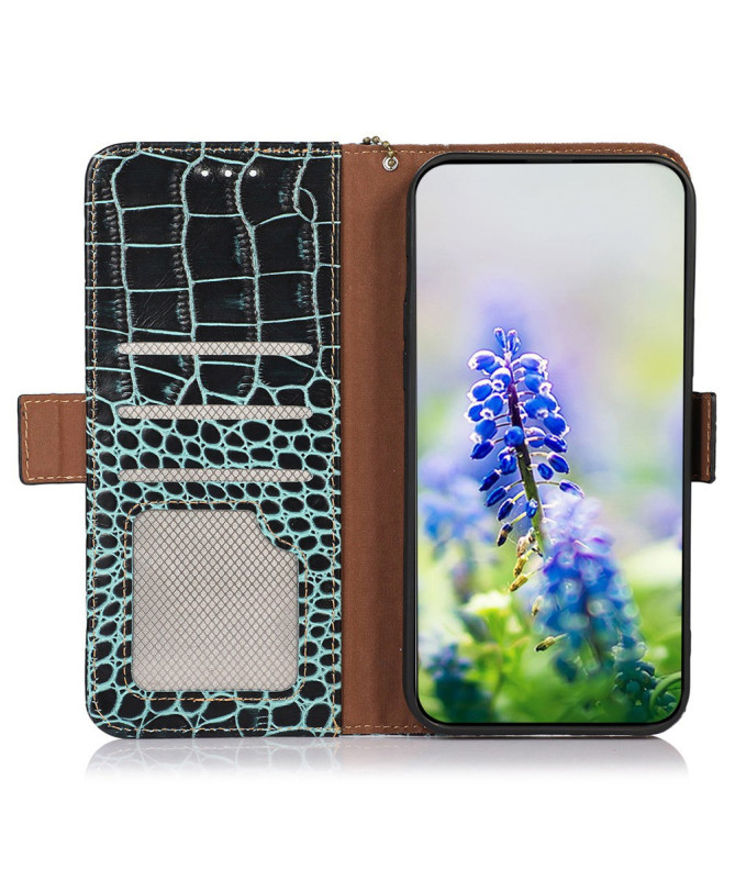 Housse Sony Xperia 10 VI cuir véritable aspect croco