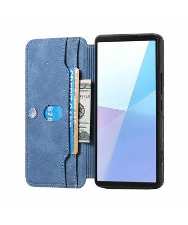 Coque et housse Sony Xperia 10 VI Texture Croisée avec Compartiment Zippé