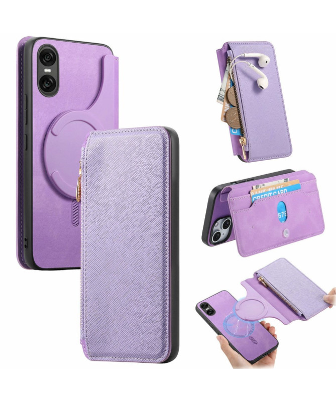 Coque et housse Sony Xperia 10 VI Texture Croisée avec Compartiment Zi