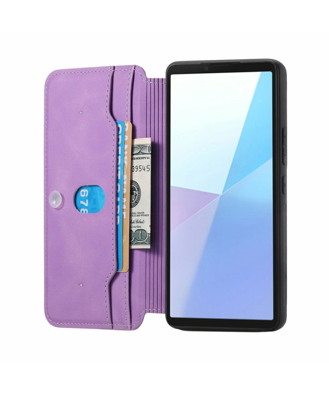 Coque et housse Sony Xperia 10 VI Texture Croisée avec Compartiment Zi