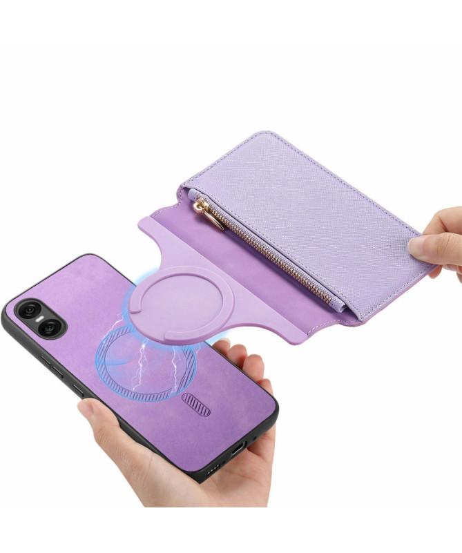 Coque et housse Sony Xperia 10 VI Texture Croisée avec Compartiment Zi