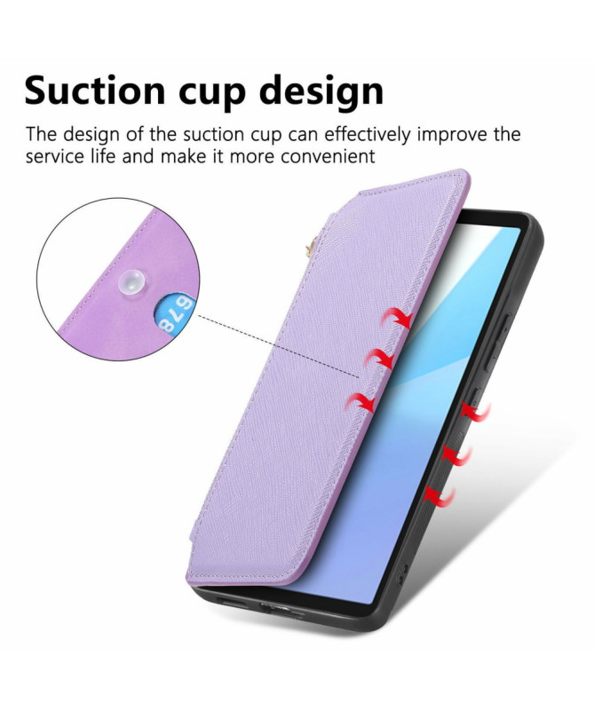 Coque et housse Sony Xperia 10 VI Texture Croisée avec Compartiment Zi