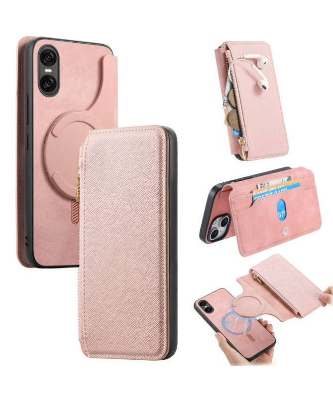 Coque et housse Sony Xperia 10 VI Texture Croisée avec Compartiment Zi