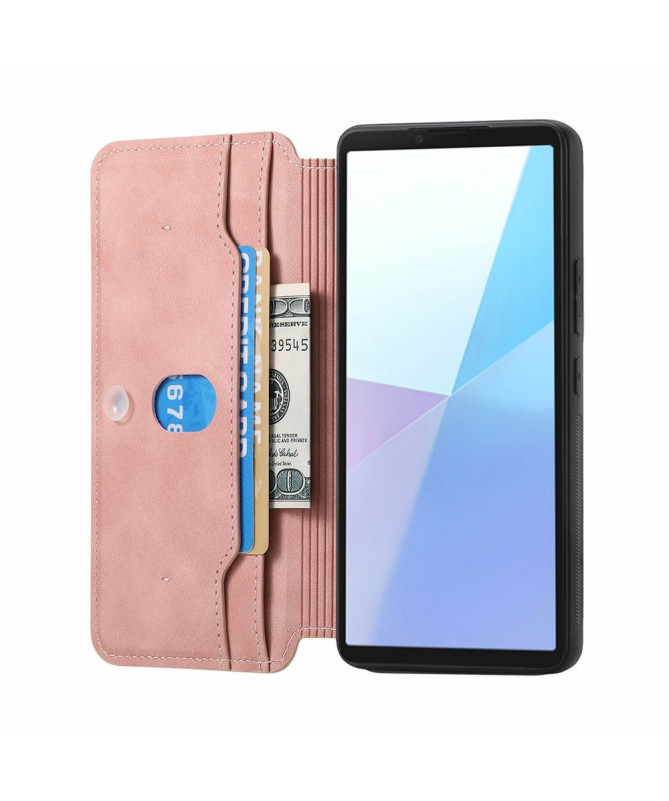 Coque et housse Sony Xperia 10 VI Texture Croisée avec Compartiment Zi