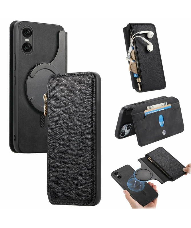 Coque et housse Sony Xperia 10 VI Texture Croisée avec Compartiment Zi