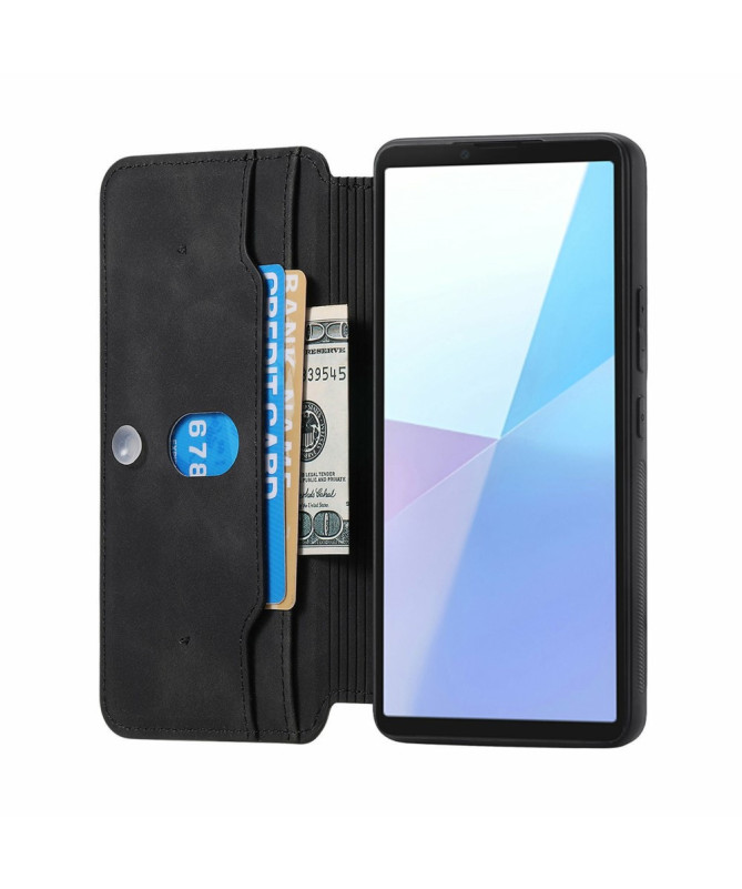 Coque et housse Sony Xperia 10 VI Texture Croisée avec Compartiment Zi