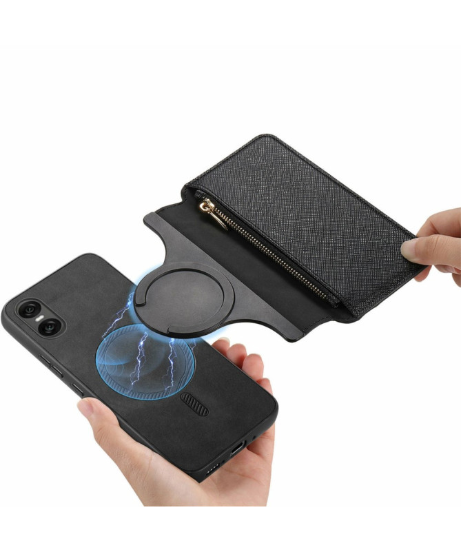 Coque et housse Sony Xperia 10 VI Texture Croisée avec Compartiment Zi