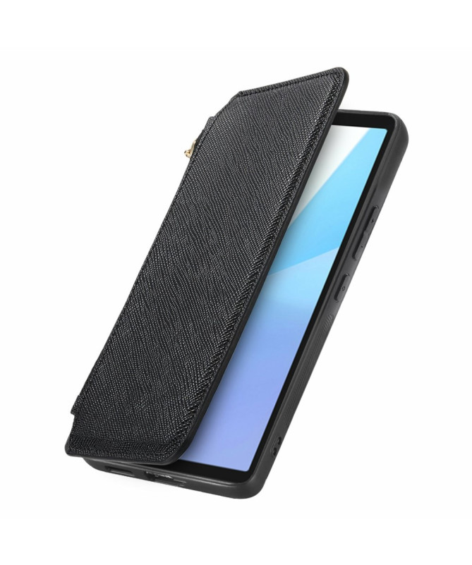 Coque et housse Sony Xperia 10 VI Texture Croisée avec Compartiment Zi