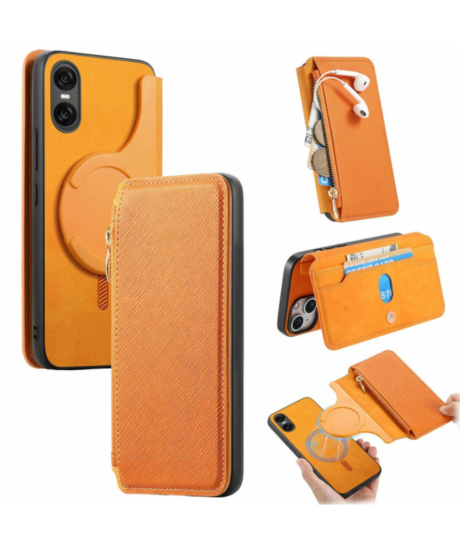 Coque et housse Sony Xperia 10 VI Texture Croisée avec Compartiment Zi