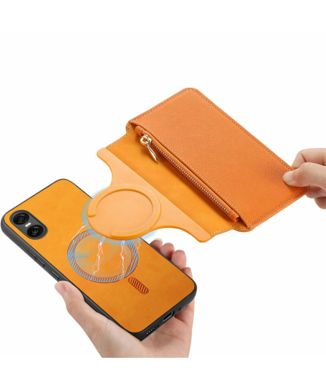 Coque et housse Sony Xperia 10 VI Texture Croisée avec Compartiment Zi