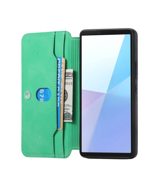 Coque et housse Sony Xperia 10 VI Texture Croisée avec Compartiment Zi
