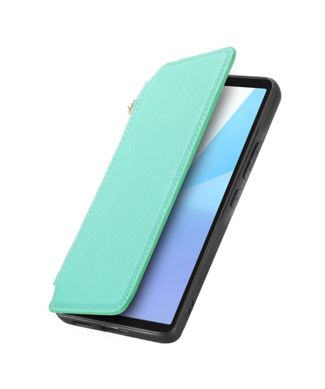 Coque et housse Sony Xperia 10 VI Texture Croisée avec Compartiment Zi