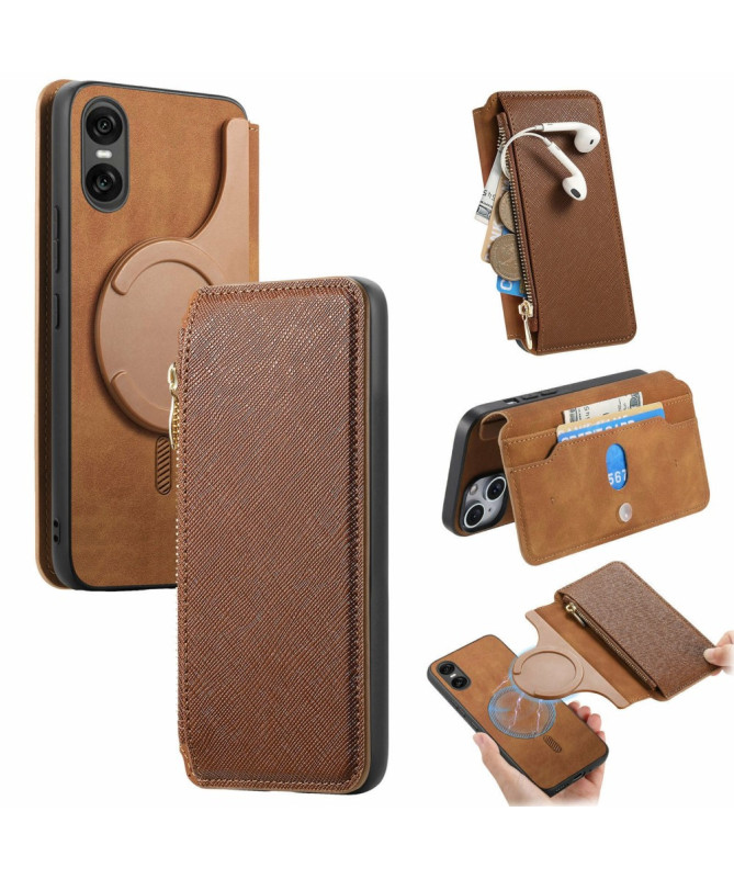 Coque et housse Sony Xperia 10 VI Texture Croisée avec Compartiment Zi