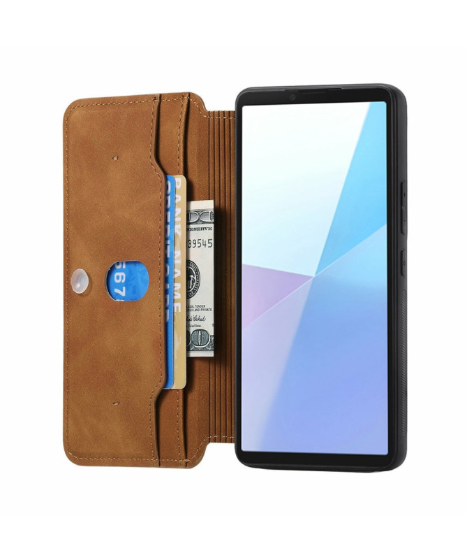 Coque et housse Sony Xperia 10 VI Texture Croisée avec Compartiment Zi