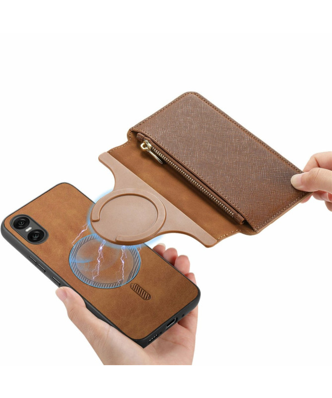 Coque et housse Sony Xperia 10 VI Texture Croisée avec Compartiment Zi